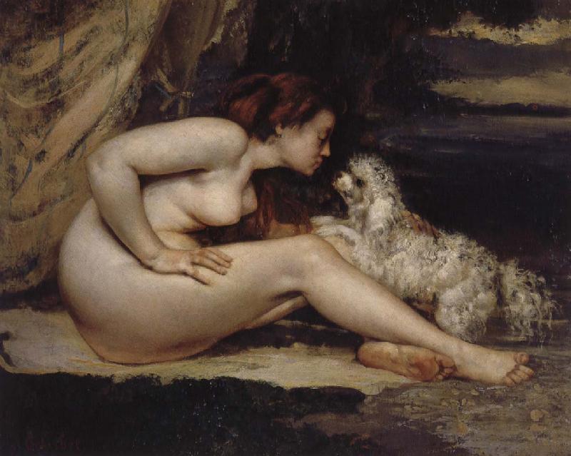Gustave Courbet Nude Woman with Dog Germany oil painting art